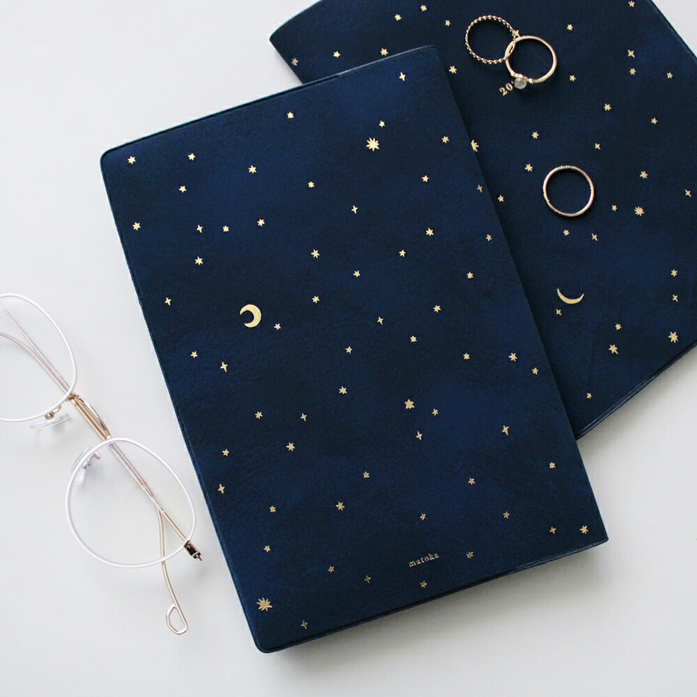 手帳 2026 マトカ 2026年1月始まり ダイアリー スケジュール帳｜B6サイズ マンスリー・フルカラー（月間ブロック）『ミニュイ｜MINUIT』夜空 星座 月