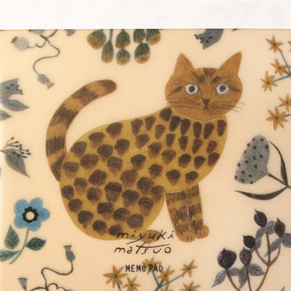 松尾ミユキ メモパッド｜メモ帳 おしゃれ かわいい 動物 猫 ネコ フラワー シンプル 大人 上品 花｜MATOKA マトカ