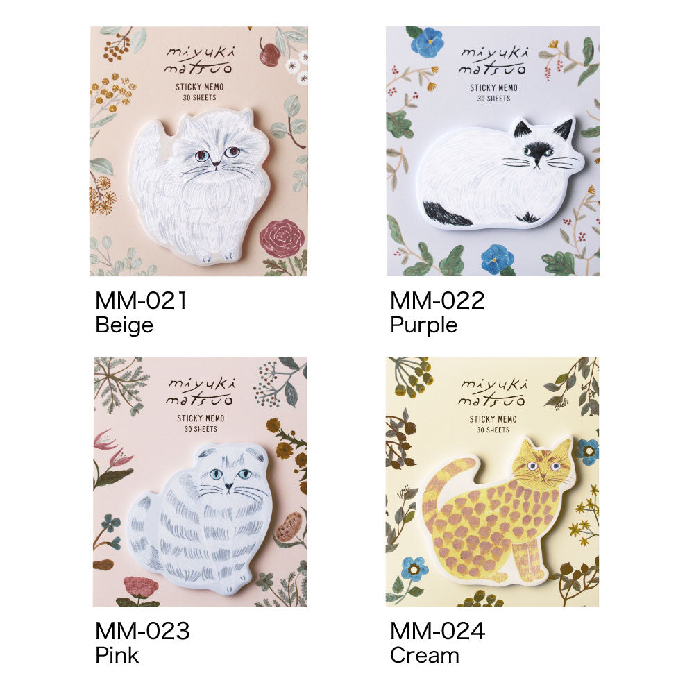 松尾ミユキ ダイカットふせん｜付箋 おしゃれ かわいい 動物 猫 ネコ フラワー シンプル 大人 上品 花｜MATOKA マトカ