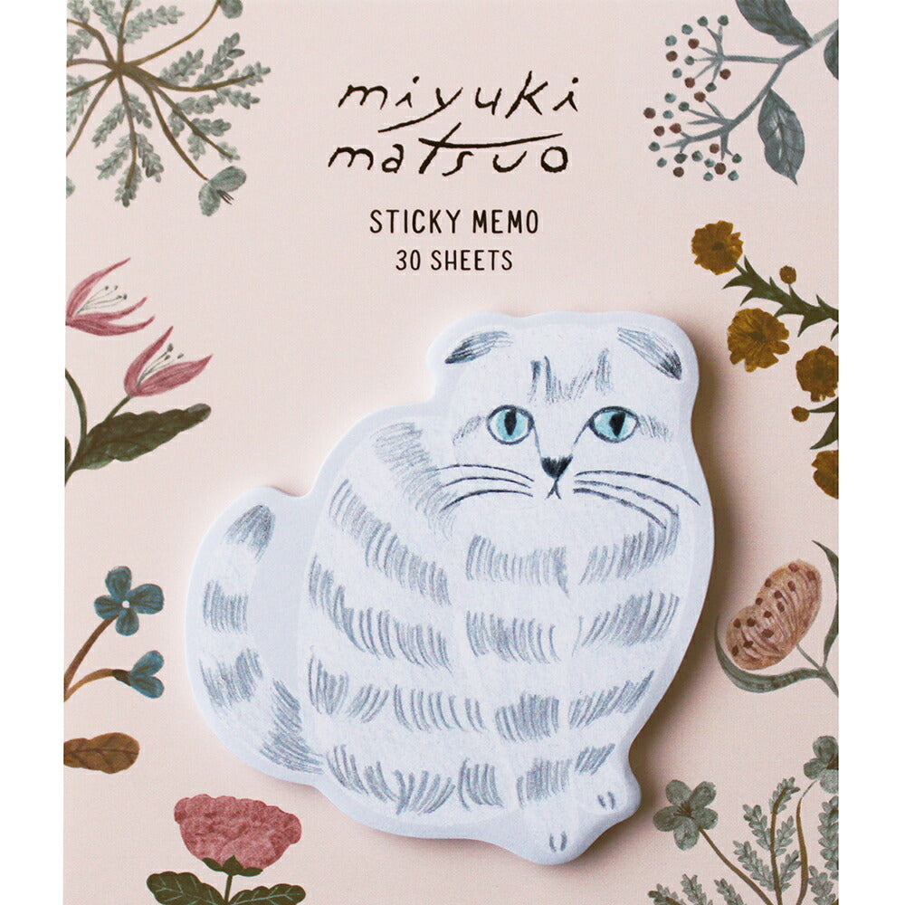 松尾ミユキ ダイカットふせん｜付箋 おしゃれ かわいい 動物 猫 ネコ フラワー シンプル 大人 上品 花｜MATOKA マトカ