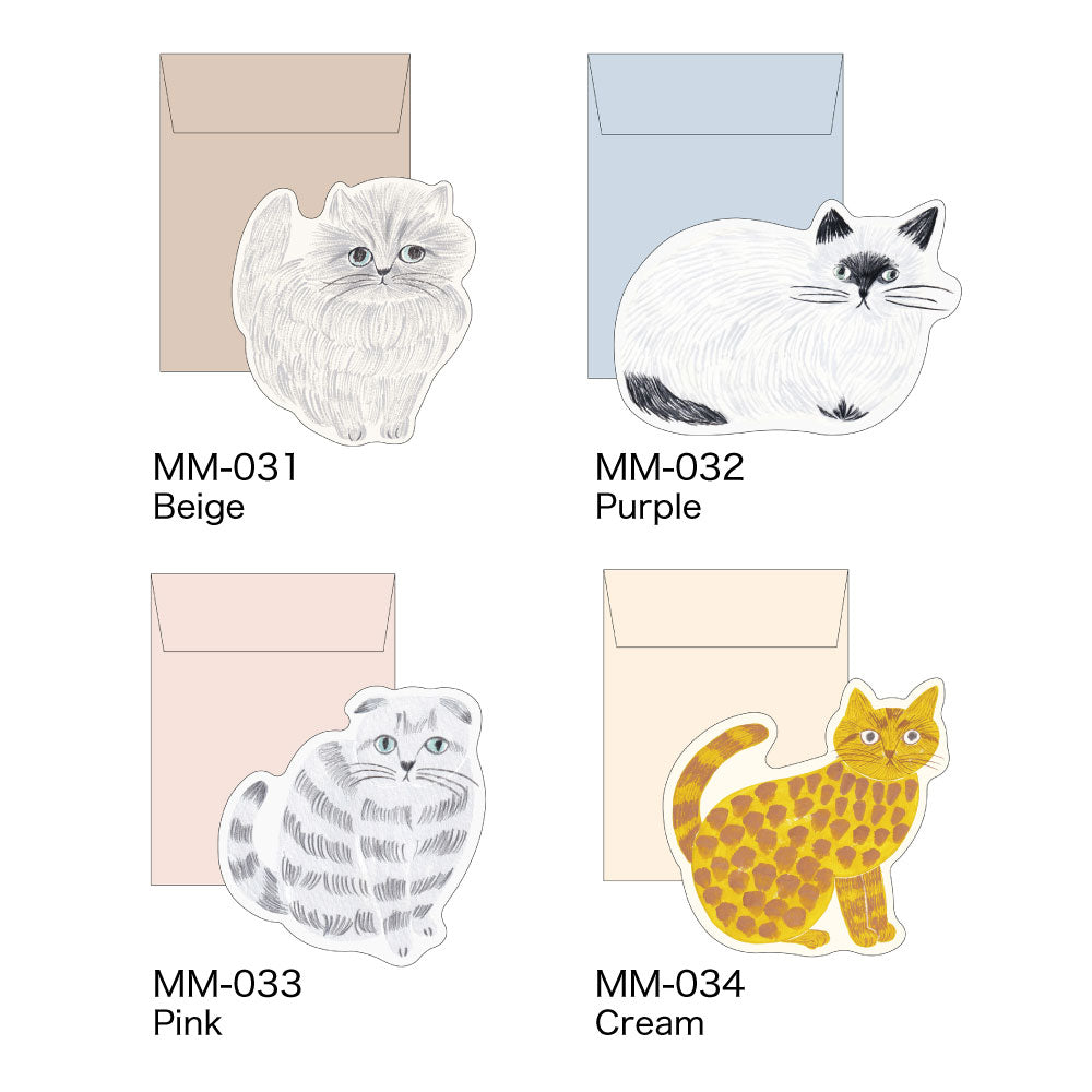 松尾ミユキ ダイカット グリーティングカード｜メッセージカード おしゃれ かわいい 動物 猫 ネコ フラワー シンプル 大人 上品｜MATOKA マトカ