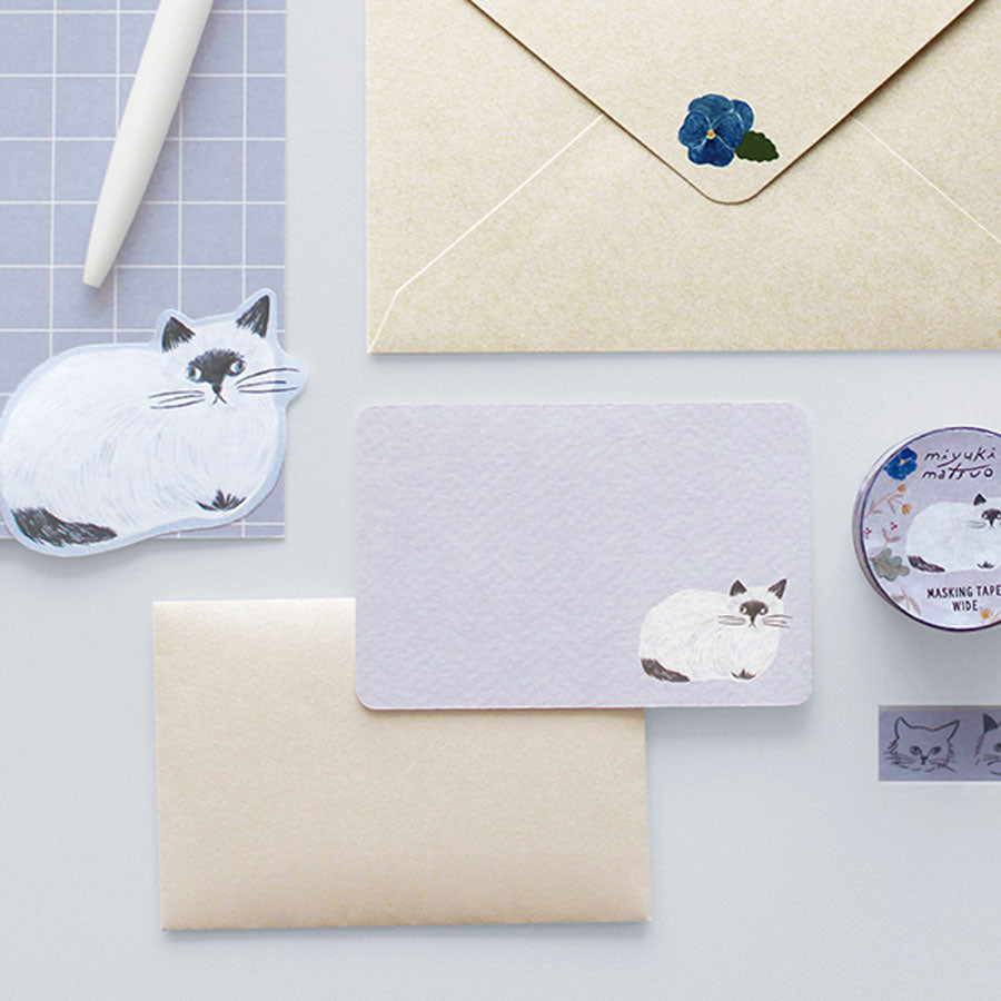 松尾ミユキ ミニカードセット｜メッセージカード おしゃれ かわいい 動物 猫 ネコ フラワー シンプル 大人 上品｜MATOKA マトカ