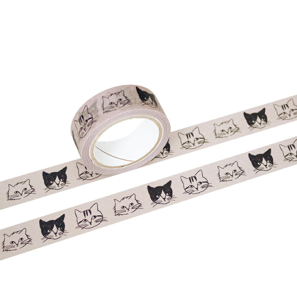 松尾ミユキ マスキングテープ｜15mm おしゃれ かわいい 動物 猫 ネコ フラワー シンプル 大人 上品｜MATOKA マトカ