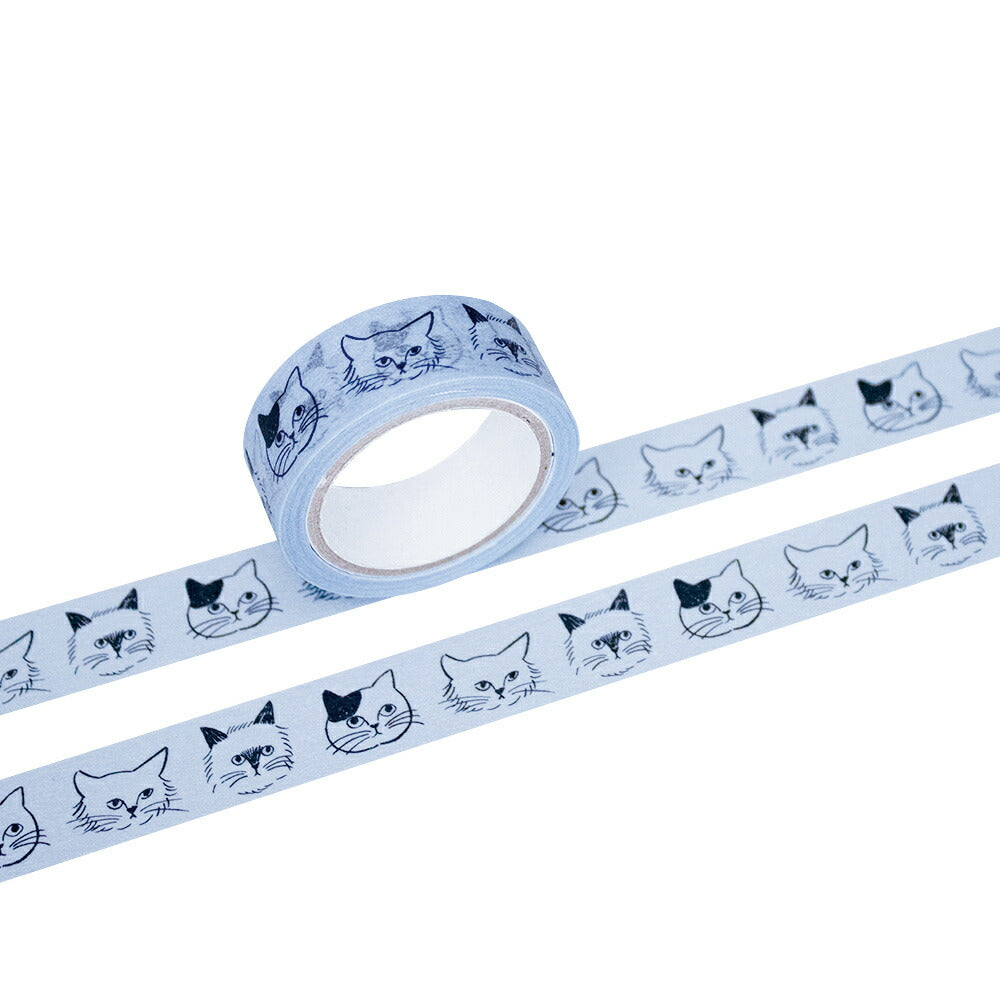 松尾ミユキ マスキングテープ｜15mm おしゃれ かわいい 動物 猫 ネコ フラワー シンプル 大人 上品｜MATOKA マトカ