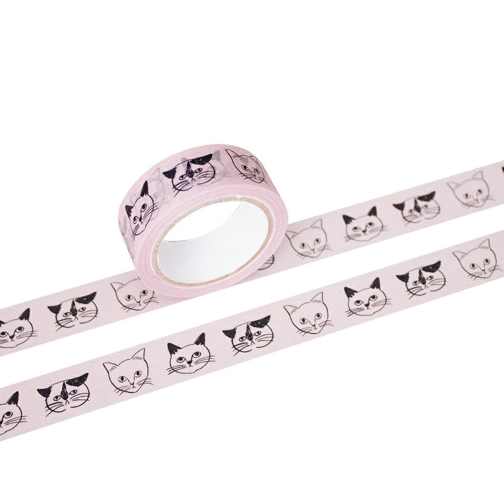 松尾ミユキ マスキングテープ｜15mm おしゃれ かわいい 動物 猫 ネコ フラワー シンプル 大人 上品｜MATOKA マトカ