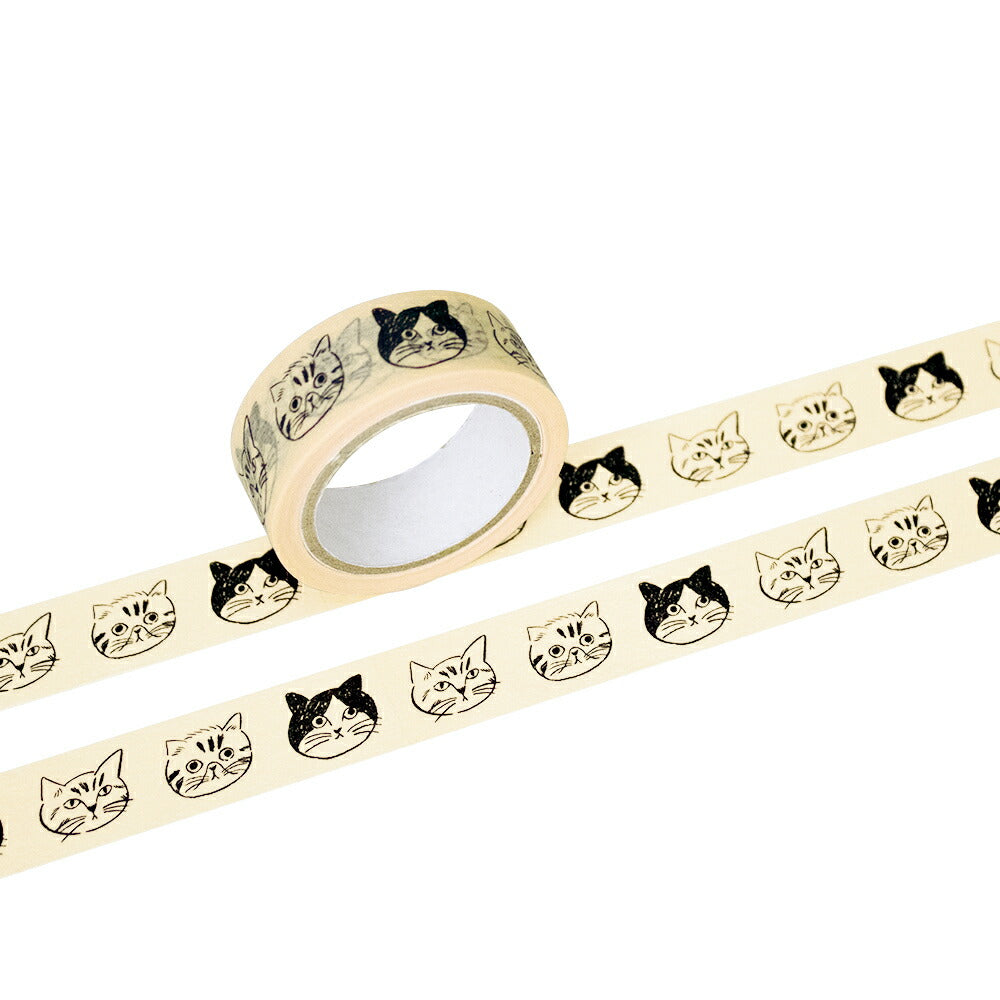 松尾ミユキ マスキングテープ｜15mm おしゃれ かわいい 動物 猫 ネコ フラワー シンプル 大人 上品｜MATOKA マトカ