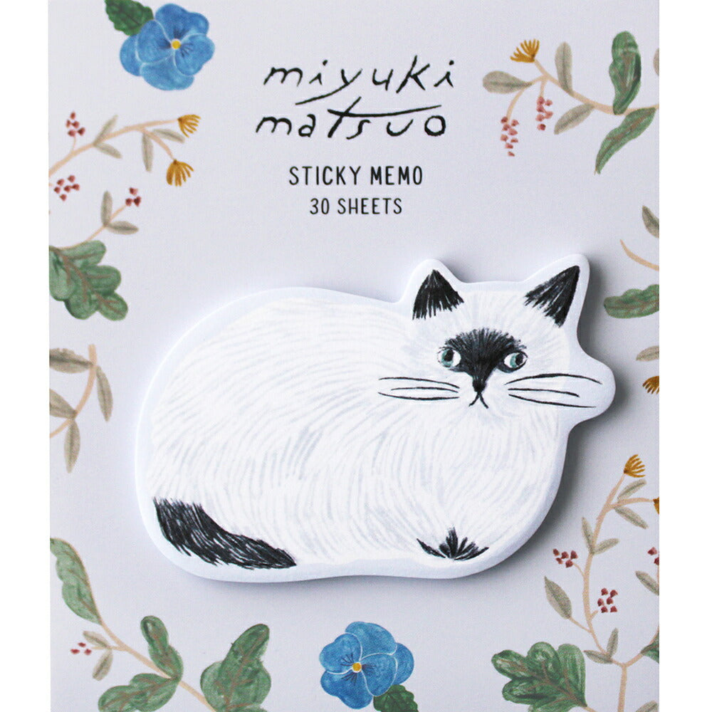 松尾ミユキ ダイカットふせん｜付箋 おしゃれ かわいい 動物 猫 ネコ フラワー シンプル 大人 上品 花｜MATOKA マトカ