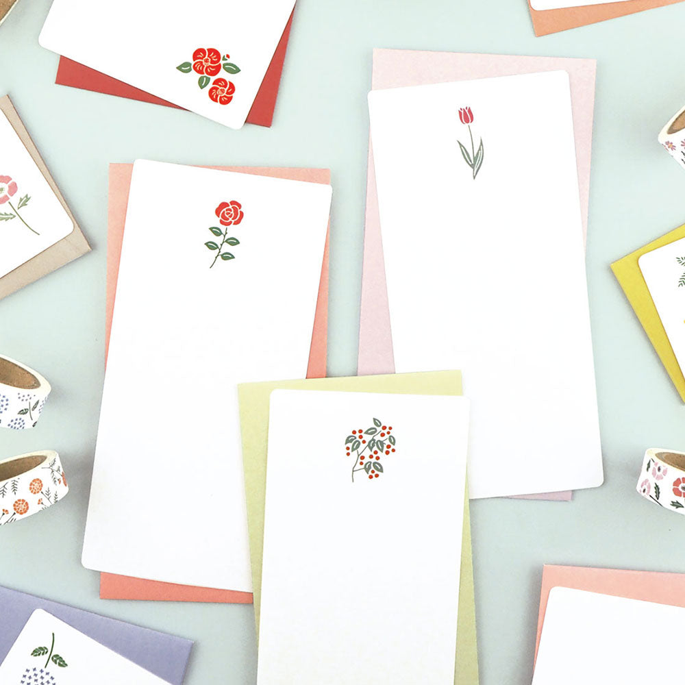 mois et fleurs モワ・エ・フルール 一筆箋レターセット｜定型内 シンプル 手紙 便箋 封筒 ギフト お祝い 誕生日 おしゃれ かわいい ミモザ｜MATOKA マトカ