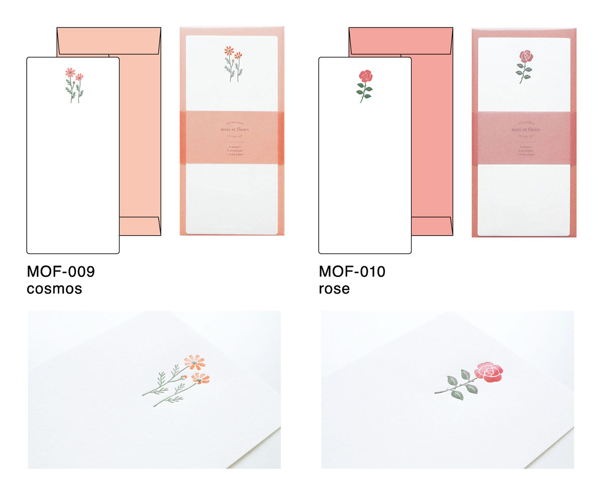 mois et fleurs モワ・エ・フルール 一筆箋レターセット｜定型内 シンプル 手紙 便箋 封筒 ギフト お祝い 誕生日 おしゃれ かわいい ミモザ｜MATOKA マトカ