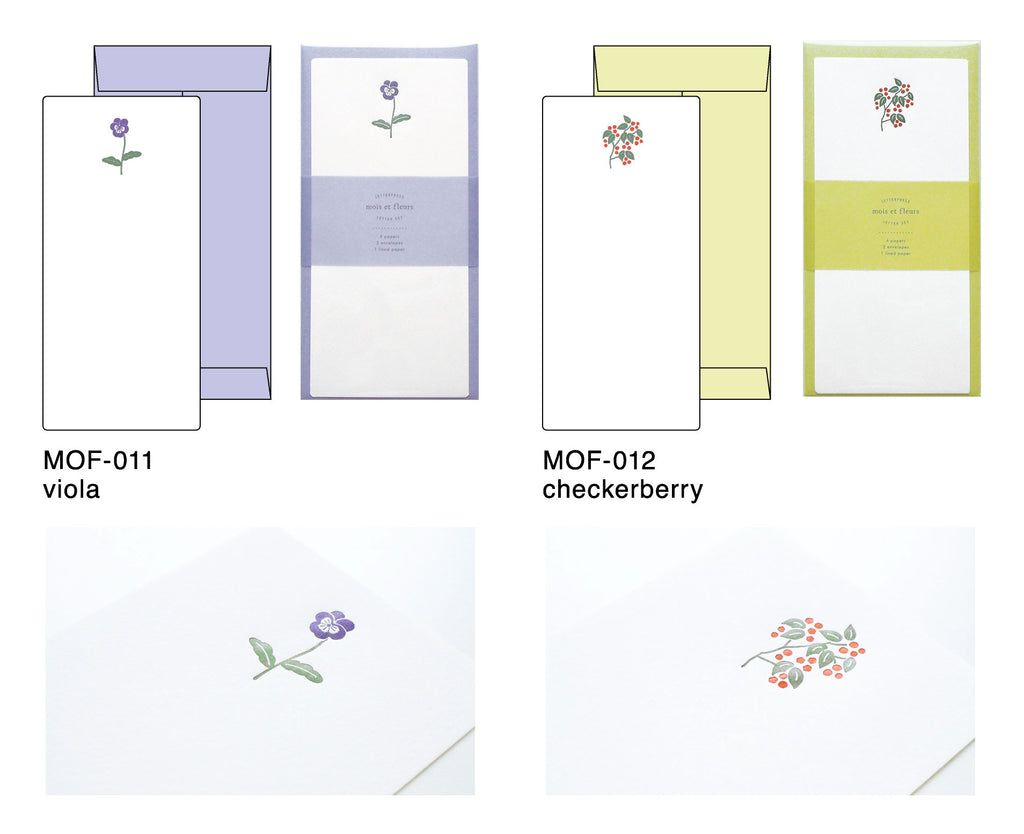 mois et fleurs モワ・エ・フルール 一筆箋レターセット｜定型内 シンプル 手紙 便箋 封筒 ギフト お祝い 誕生日 おしゃれ かわいい ミモザ｜MATOKA マトカ