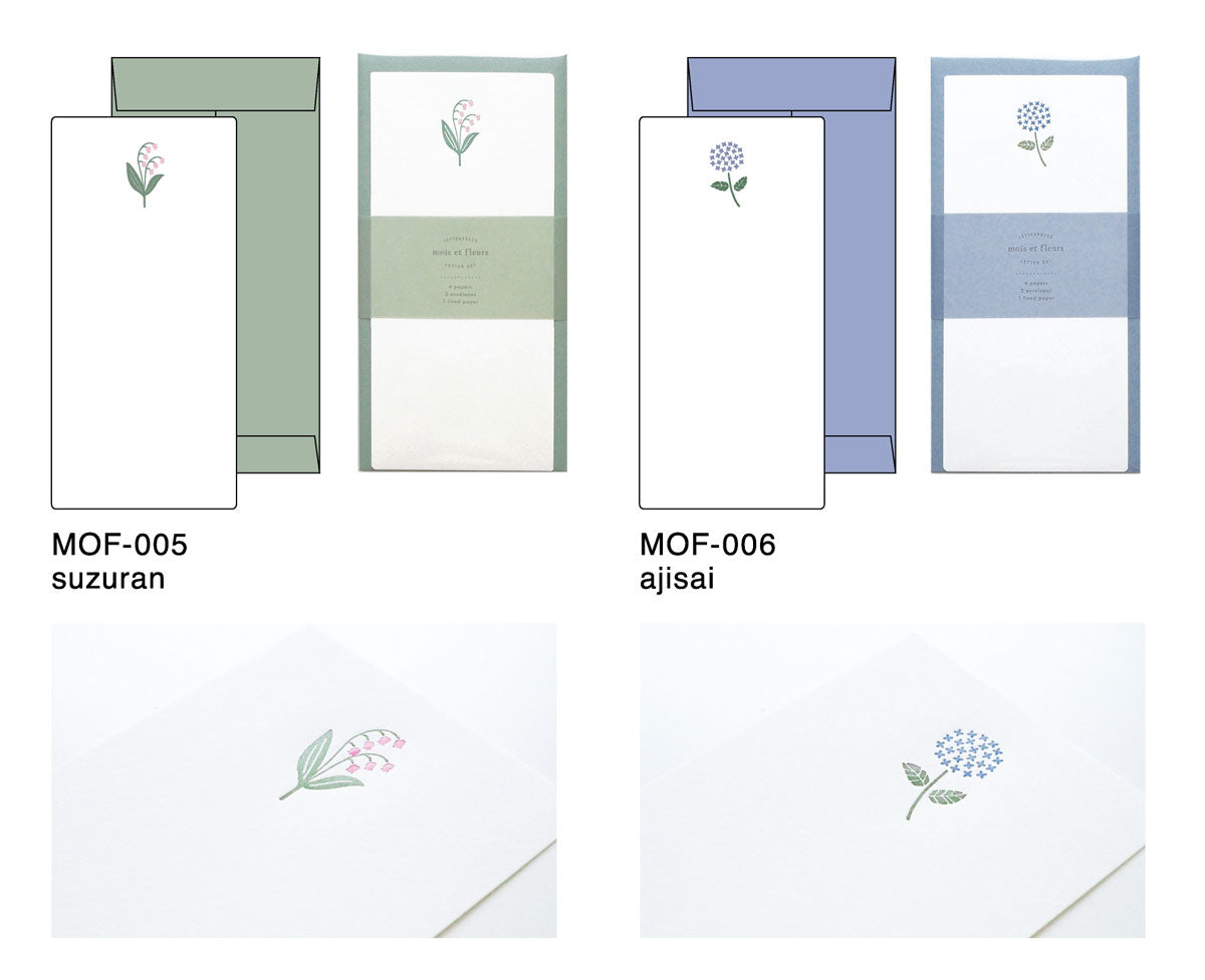 mois et fleurs モワ・エ・フルール 一筆箋レターセット｜定型内 シンプル 手紙 便箋 封筒 ギフト お祝い 誕生日 おしゃれ かわいい ミモザ｜MATOKA マトカ