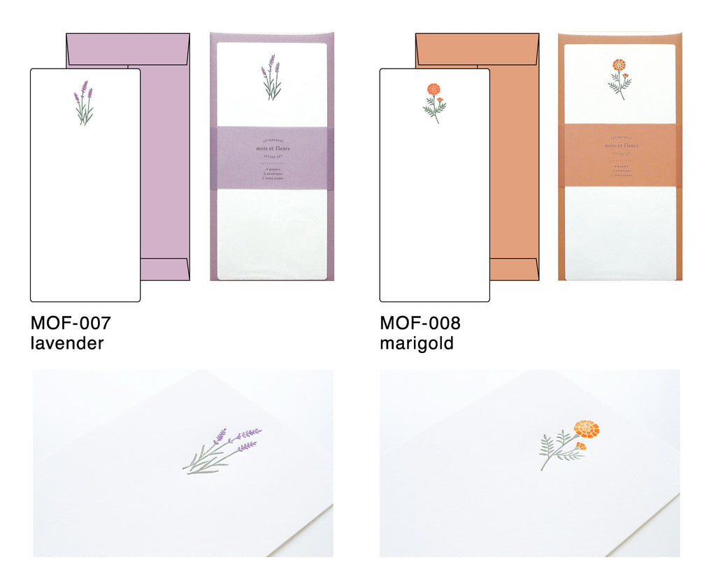 mois et fleurs モワ・エ・フルール 一筆箋レターセット｜定型内 シンプル 手紙 便箋 封筒 ギフト お祝い 誕生日 おしゃれ かわいい ミモザ｜MATOKA マトカ