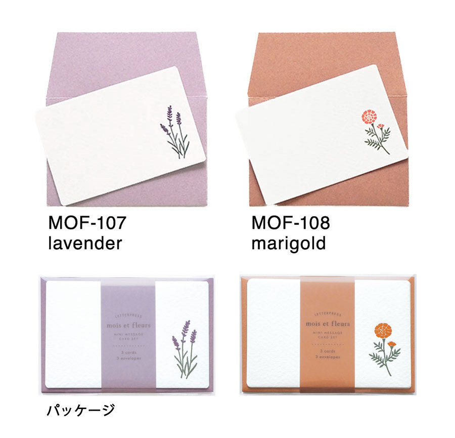mois et fleurs モワ・エ・フルール ミニメッセージカードセット｜グリーティングカード メッセージ ギフト 誕生日 プレゼント ミモザ｜MATOKA マトカ