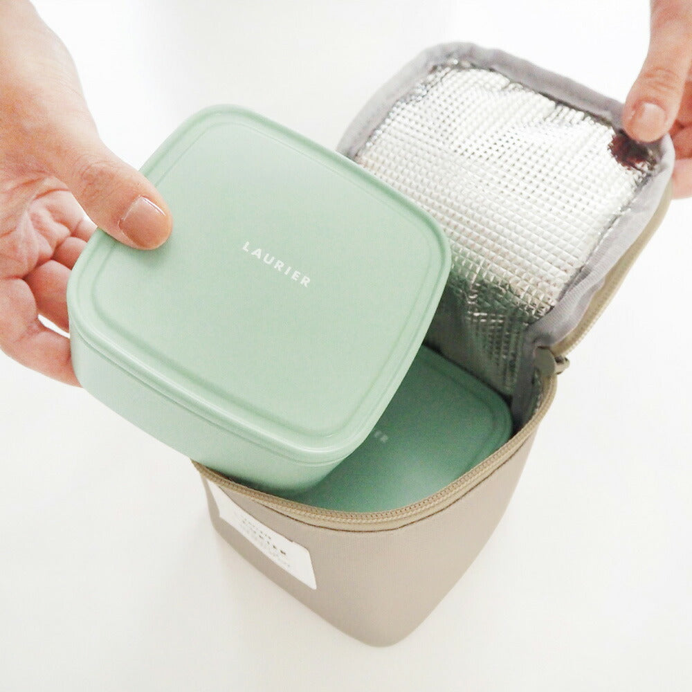 LAURIER ローリエ スクエア ランチボックス（単品）｜コンパクト シンプル お弁当箱 ピクニック 行楽  四角 キューブ 遠足 パステル グレージュ スモークグリーン スモークピンク 大人 女子 男子