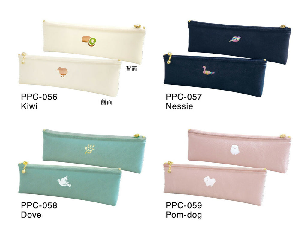 POINT ワンポイント ペンケース B｜おしゃれ かわいい 高校生 中学生 入学 シンプル 小物入れ 動物 キーウィ ネッシー ハト ポメラニアン クジラ ペンギン キツネ｜MATOKA マトカ
