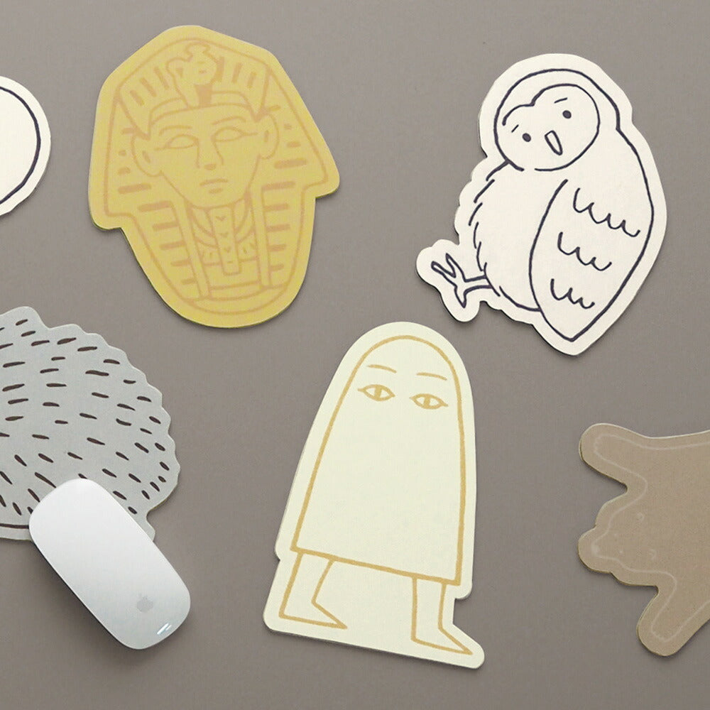 DIE-CUT MOUSE PAD ダイカット マウスパッド｜型抜き 薄い 動物 ネコ リス フクロウ ハリネズミ ラグトラ ラグクマ ファラオ 土偶 メジェド フェルメール ムンク ダ・ヴィンチ シマエナガ おばけ｜MATOKA マトカ