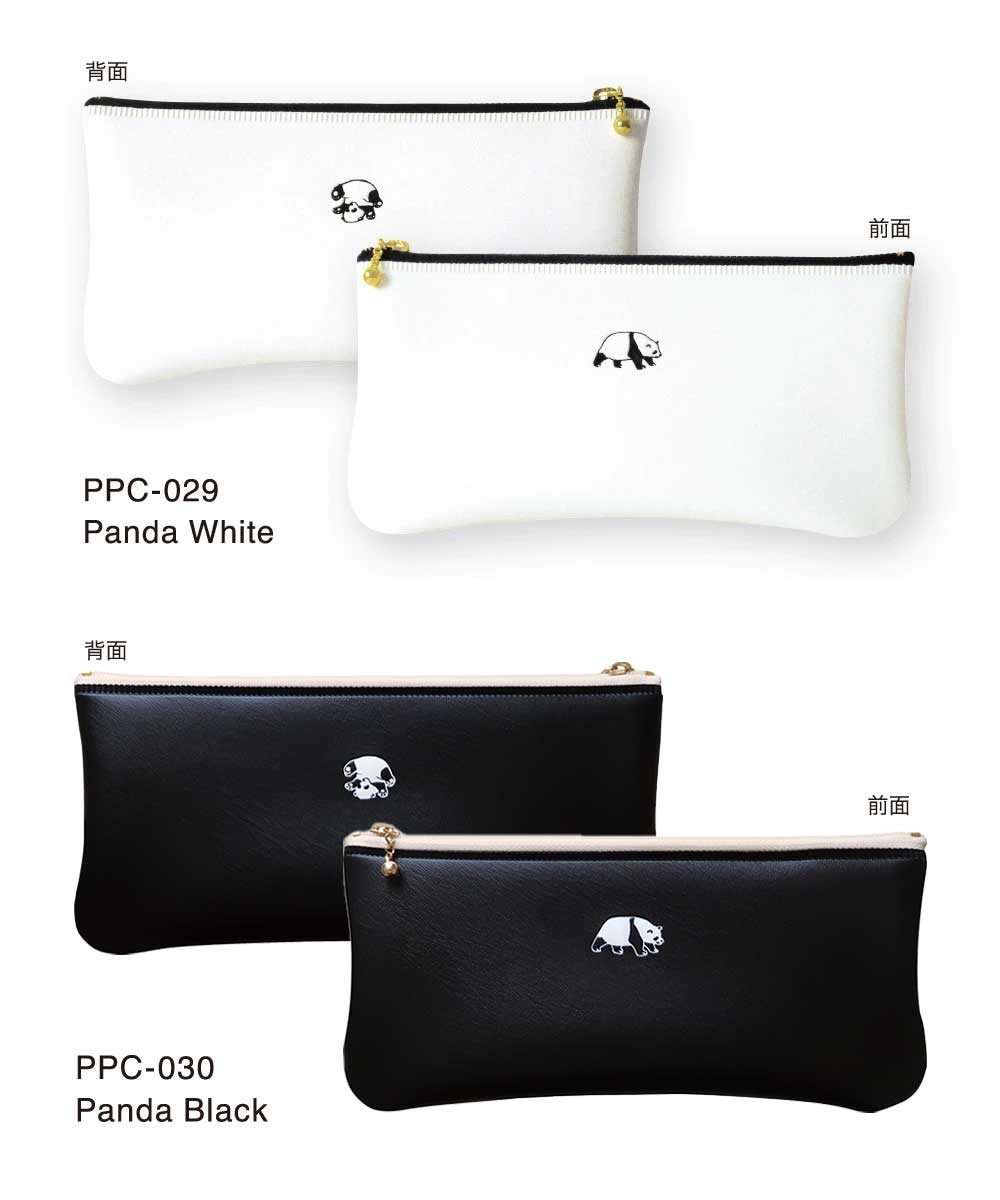 POINT ワンポイント PVCレザー フラットペンケース｜おしゃれ かわいい 高校生 中学生 入学 シンプル 大容量 パンダ ハリネズミ ハート｜MATOKA マトカ