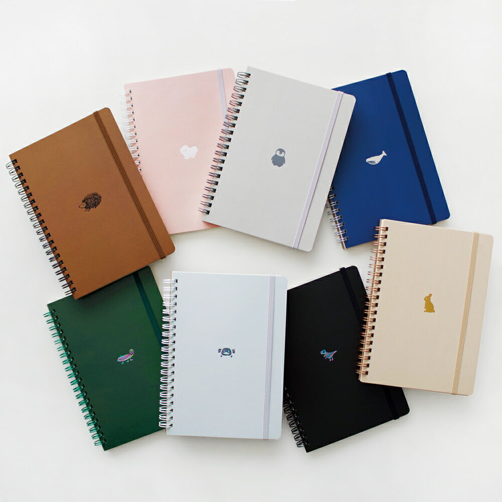 POINT ワンポイント リングノート B6｜おしゃれ かわいい 高校生 中学生 入学 シンプル 動物 ハリネズミ ドッグ ペンギン ダイナソー ウサギ｜MATOKA マトカ
