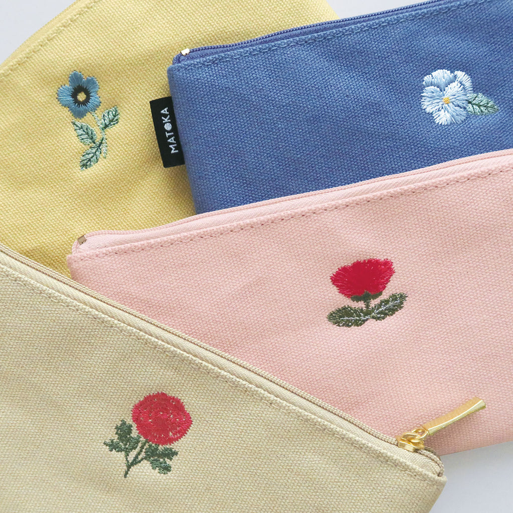 松尾ミユキ 刺繍ペンケース｜おしゃれ かわいい 動物 猫 ネコ フラワー シンプル 大人 上品 花 ポーチ 刺繍 メイクポーチ｜MATOKA マトカ