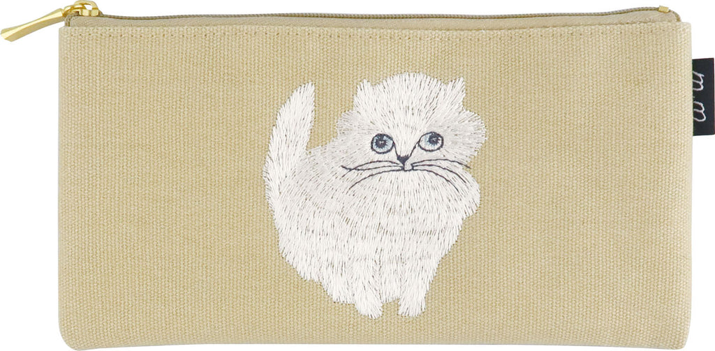 松尾ミユキ 刺繍ペンケース｜おしゃれ かわいい 動物 猫 ネコ フラワー シンプル 大人 上品 花 ポーチ 刺繍 メイクポーチ｜MATOKA マトカ