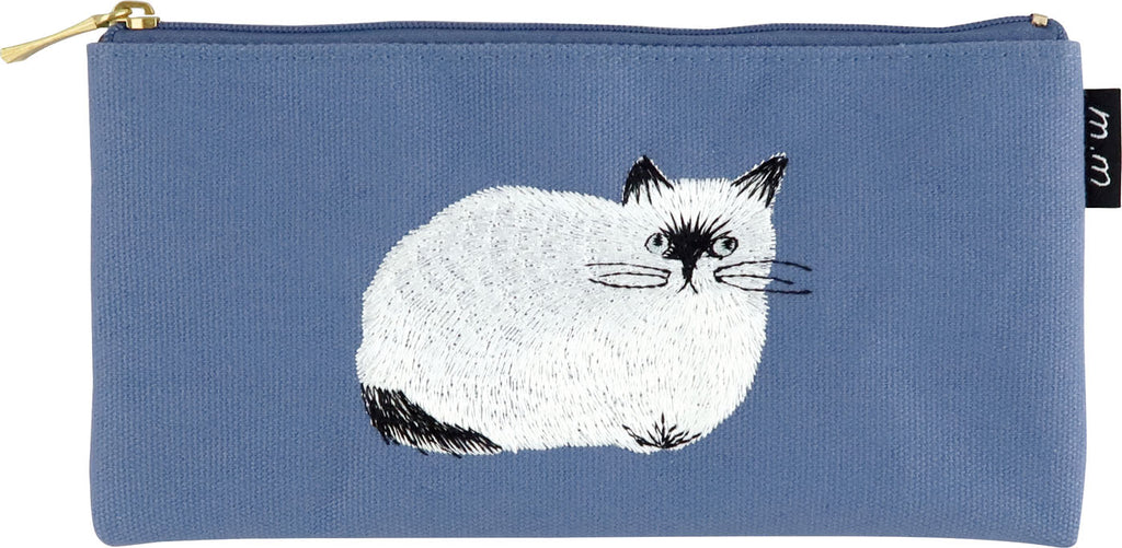 松尾ミユキ 刺繍ペンケース｜おしゃれ かわいい 動物 猫 ネコ フラワー シンプル 大人 上品 花 ポーチ 刺繍 メイクポーチ｜MATOKA マトカ