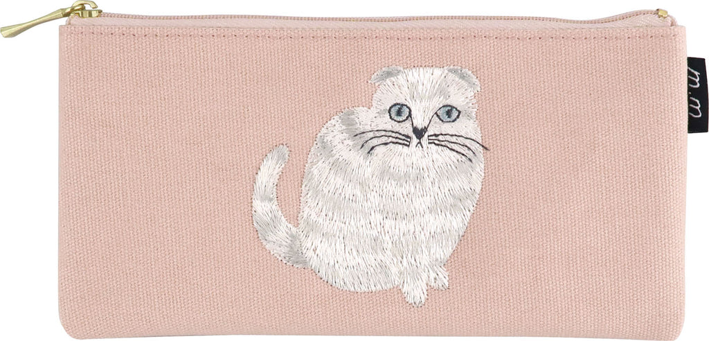 松尾ミユキ 刺繍ペンケース｜おしゃれ かわいい 動物 猫 ネコ フラワー シンプル 大人 上品 花 ポーチ 刺繍 メイクポーチ｜MATOKA マトカ