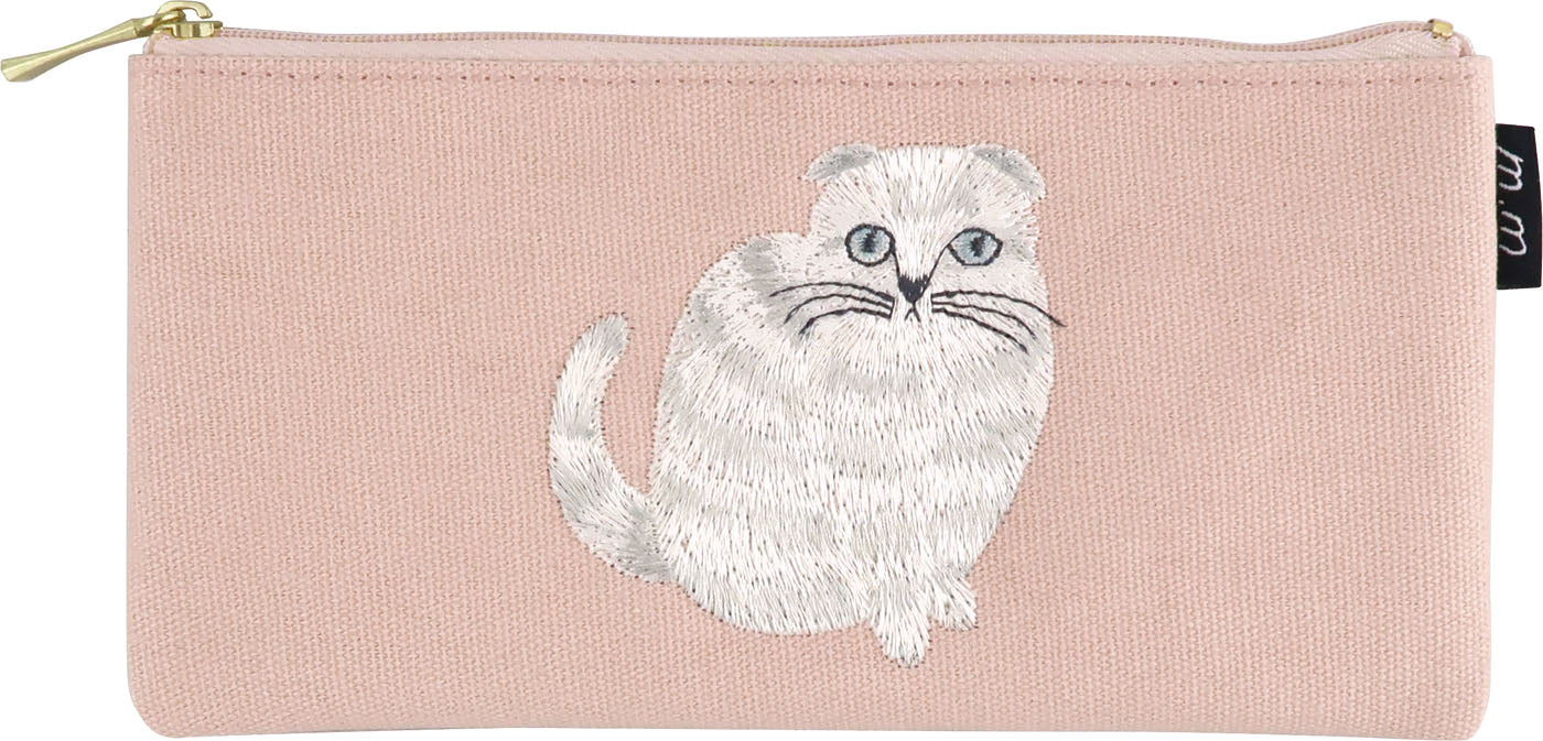 松尾ミユキ 刺繍ペンケース｜おしゃれ かわいい 動物 猫 ネコ フラワー シンプル 大人 上品 花 ポーチ 刺繍 メイクポーチ｜MATOKA マトカ