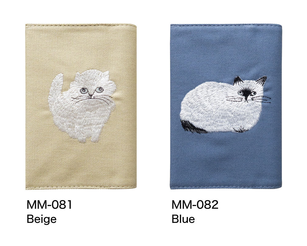 松尾ミユキ 刺繍ブックカバー｜BOOK COVER おしゃれ かわいい 動物 猫 ネコ シンプル 大人 上品 ブック 本 読書 刺繍 文庫 本 カバー｜MATOKA マトカ