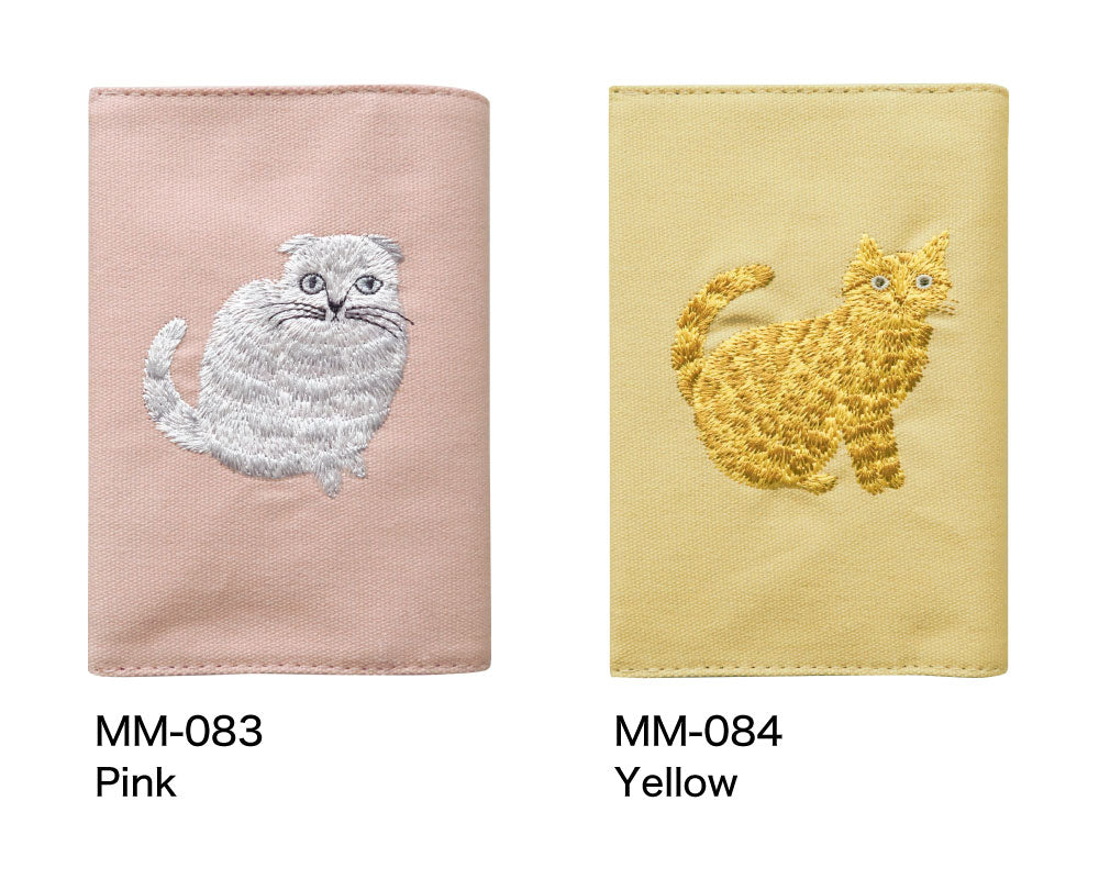 松尾ミユキ 刺繍ブックカバー｜BOOK COVER おしゃれ かわいい 動物 猫 ネコ シンプル 大人 上品 ブック 本 読書 刺繍 文庫 本 カバー｜MATOKA マトカ