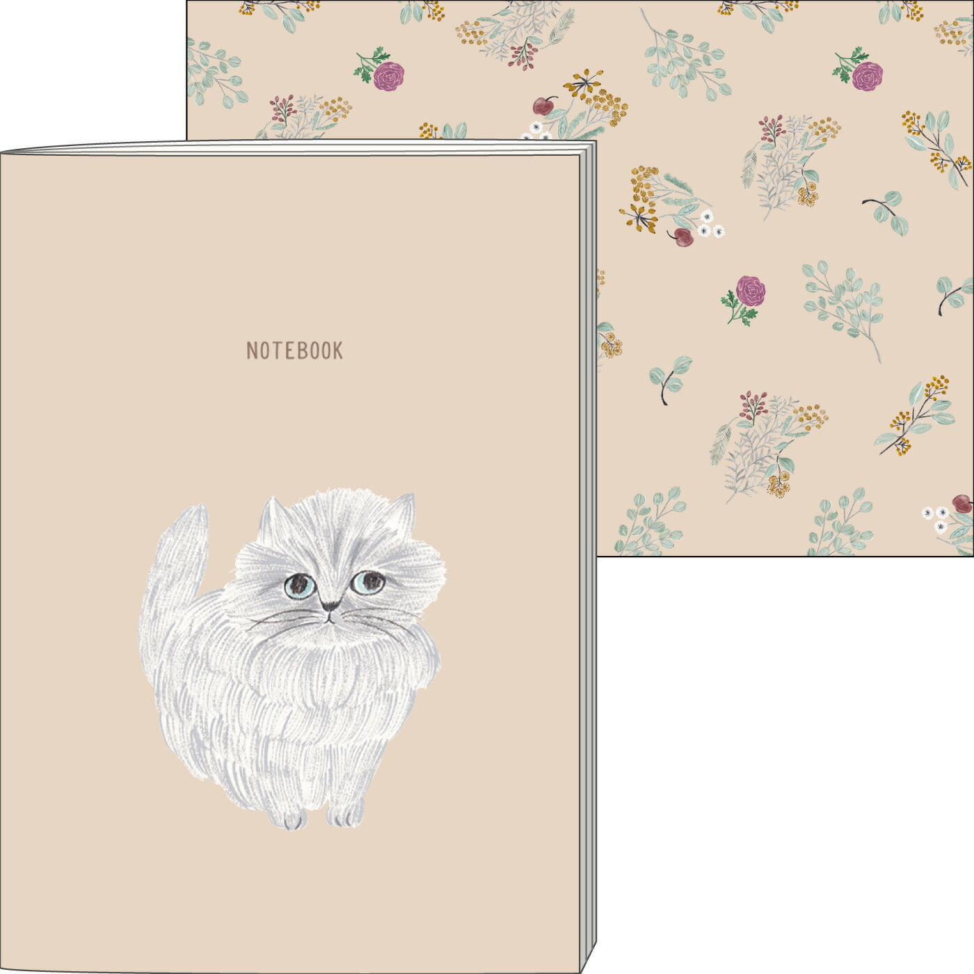 松尾ミユキ ノート｜NOTEBOOK おしゃれ かわいい 動物 猫 ネコ フラワー シンプル 大人 上品 勉強 メモ A5 A罫 日本製｜MATOKA マトカ