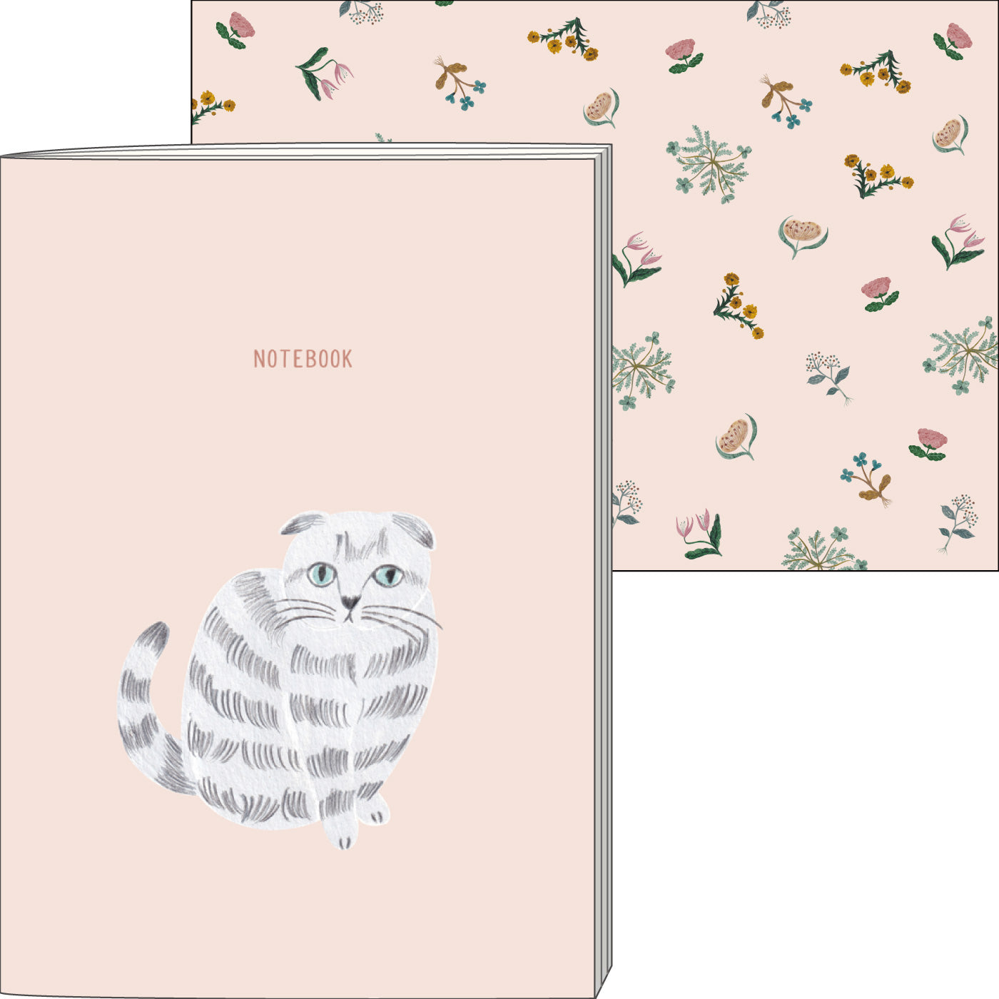 松尾ミユキ ノート｜NOTEBOOK おしゃれ かわいい 動物 猫 ネコ フラワー シンプル 大人 上品 勉強 メモ A5 A罫 日本製｜MATOKA マトカ