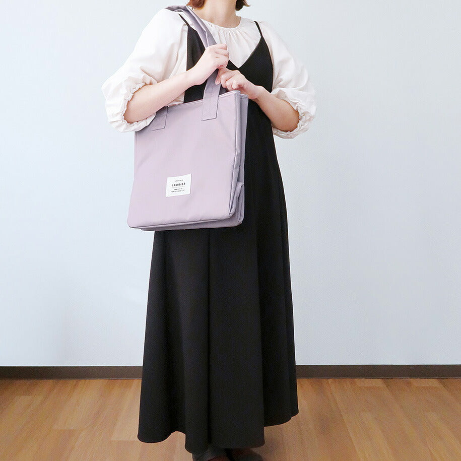 LAURIER ローリエ 保冷スクエアデリバッグ｜エコバッグ ショッピングバッグ 保温 コンパクト シンプル ピクニック 行楽  保冷バッグ 保温バッグ マイバッグ 大きめ くすみカラー買い物 レジャー 自立式 自立