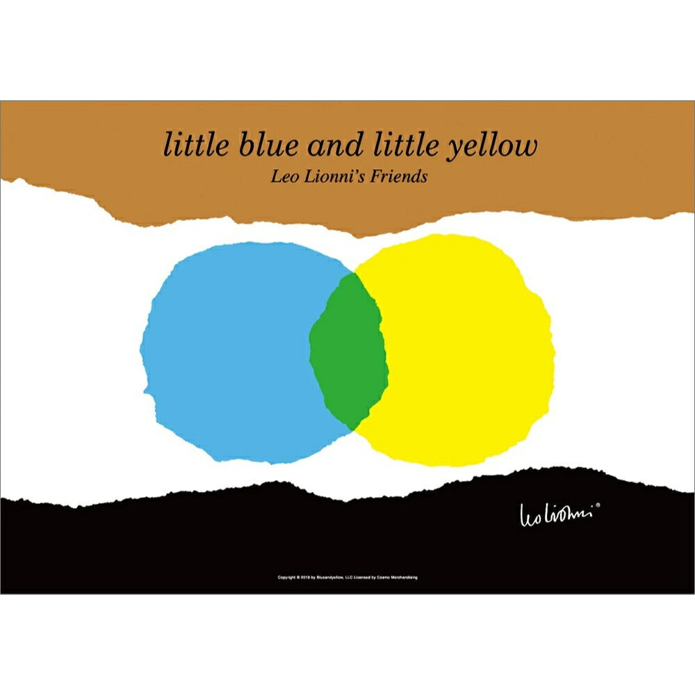 LEO LIONNI レオ・レオニ B4サイズ・ポスター『little blue and lttle yellow』木製フレームセット｜インテリア 北欧 ナチュラル ブラウン 額装 レオレオニ【etc】