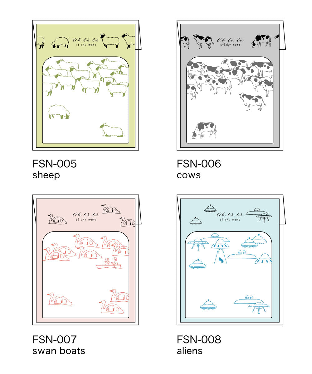 AH LA LA アララ ふせん｜付箋 おしゃれ かわいい 動物  大人 恐竜 ペンギン アヒル 羊 牛 スワン UFO ノート 勉強 仕事 個性的｜MATOKA マトカ