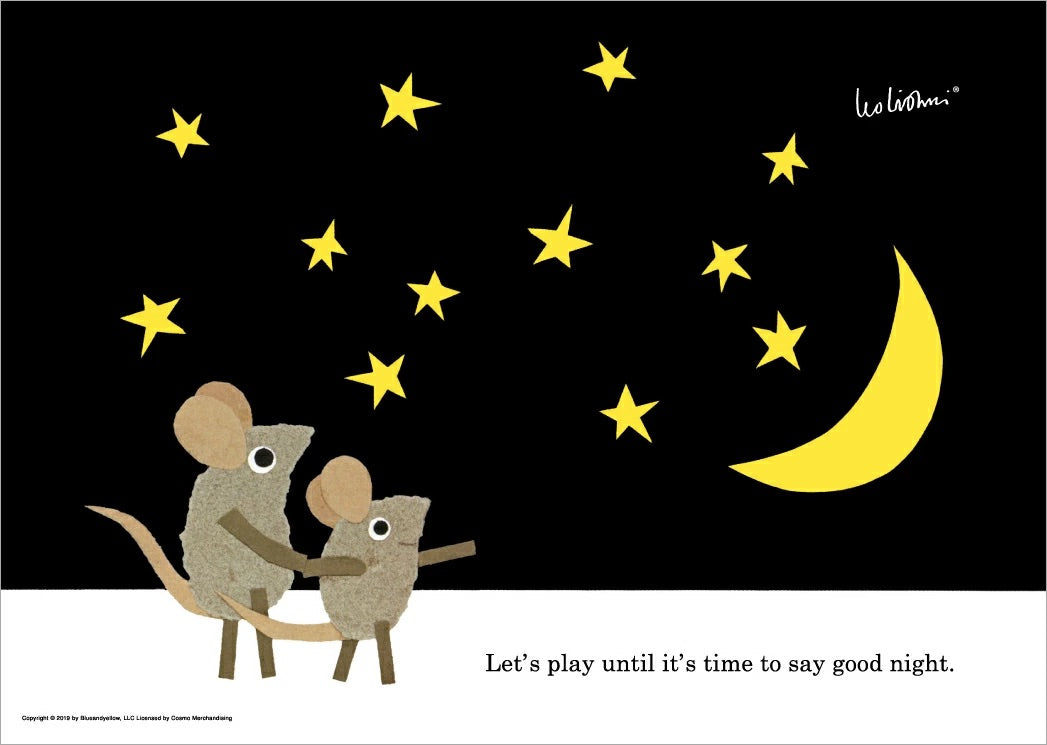 LEO LIONNI レオ・レオニ B4サイズ・ポスター『Let's Play：Good Night』木製フレームセット｜インテリア 北欧 ナチュラル ブラウン 額装 レオレオニ【etc】