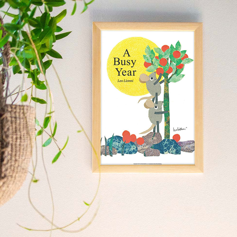 LEO LIONNI レオ・レオニ B4サイズ・ポスター『A Busy Year』木製フレームセット｜インテリア 北欧 ナチュラル ブラウン 額装 レオレオニ【etc】
