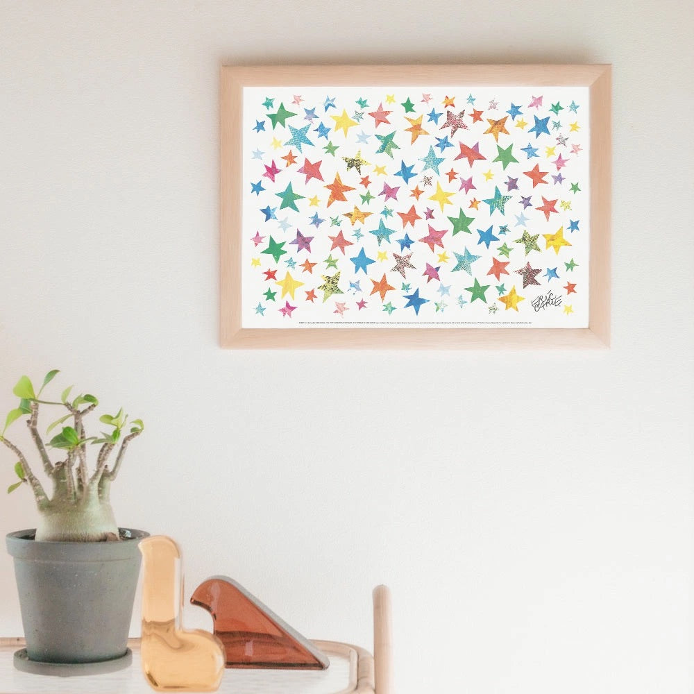 ERIC CARLE：エリック カール・B4サイズ ポスター『Stars / ほし』木製フレームセット｜インテリア 北欧 ナチュラル ブラウン 額装 星 エリックカール【etc】