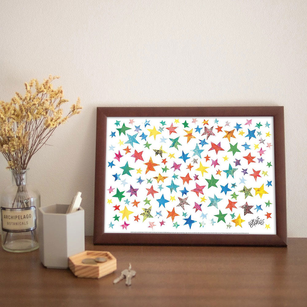 ERIC CARLE：エリック カール・B4サイズ ポスター『Stars / ほし』木製フレームセット｜インテリア 北欧 ナチュラル ブラウン 額装 星 エリックカール【etc】