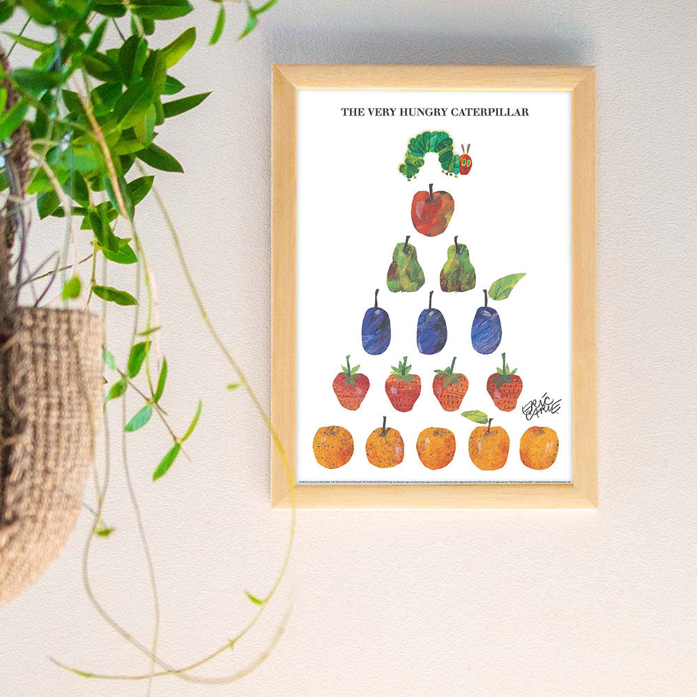 ERIC CARLE：エリック カール・B4サイズ ポスター『Fruits Pyramid / はらぺこあおむし』木製フレームセット｜インテリア 北欧 ナチュラル ブラウン 額装 エリックカール【etc】