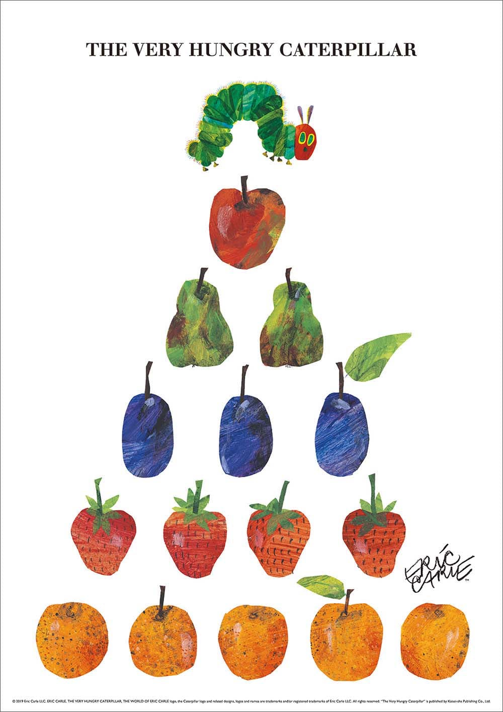 ERIC CARLE：エリック カール・B4サイズ ポスター『Fruits Pyramid / はらぺこあおむし』木製フレームセット｜インテリア 北欧 ナチュラル ブラウン 額装 エリックカール【etc】