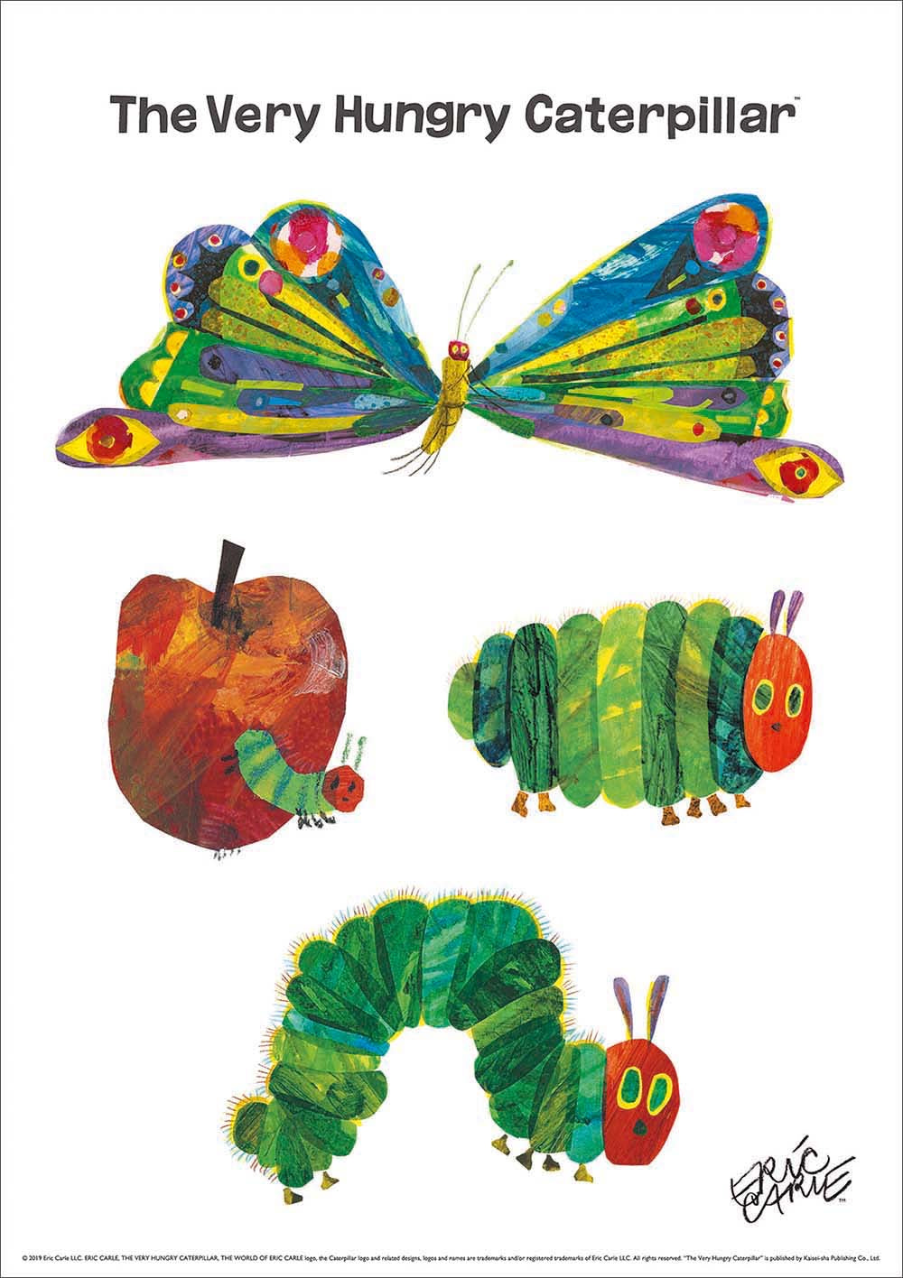ERIC CARLE：エリック カール・B4サイズ ポスター『Butterfly / はらぺこあおむし』木製フレームセット｜インテリア 北欧 ナチュラル ブラウン 額装 エリックカール【etc】