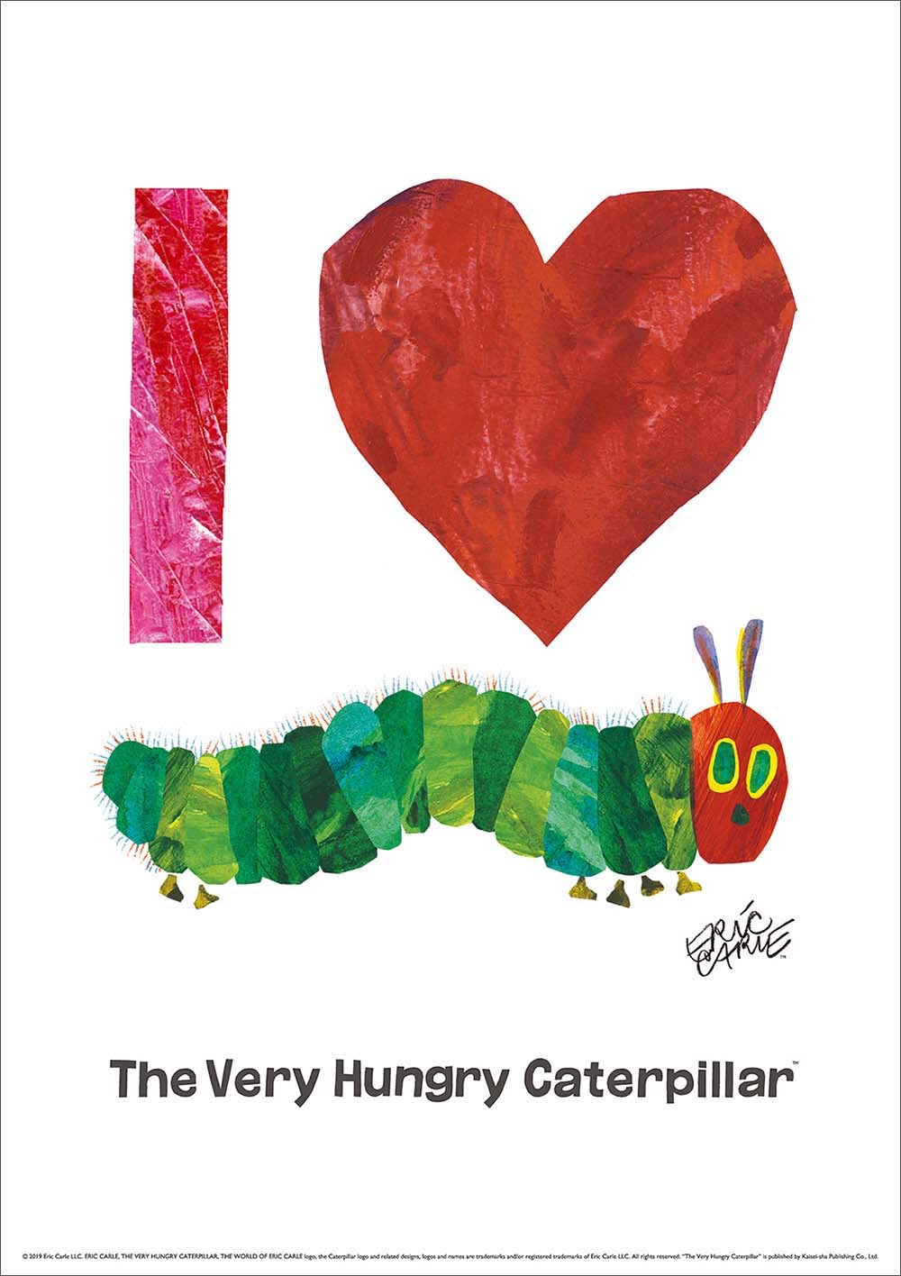 ERIC CARLE：エリック カール・B4サイズ ポスター『I Love Caterpillar / はらぺこあおむし』木製フレームセット｜インテリア 北欧 ナチュラル ブラウン 額装 エリックカール【etc】