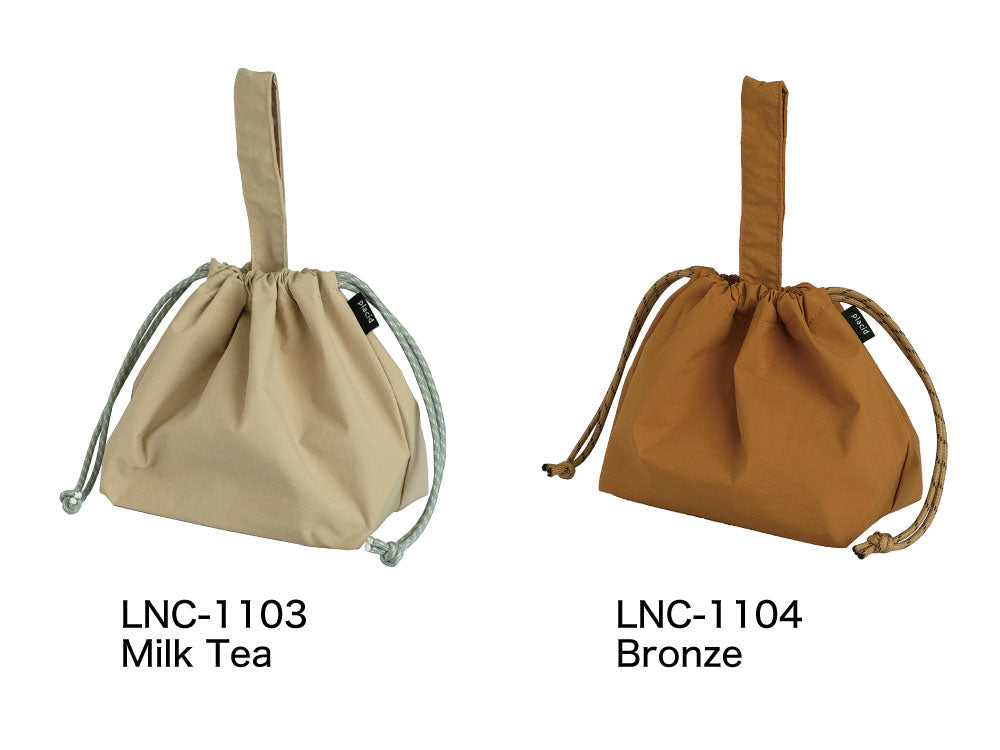 PLACID プラシド 保冷巾着袋｜ランチバッグ コンパクト シンプル お弁当袋 ピクニック 行楽 保冷バッグ マイバッグ 小さめ くすみカラー 無地 大人 通勤 通学｜LEAFLETS