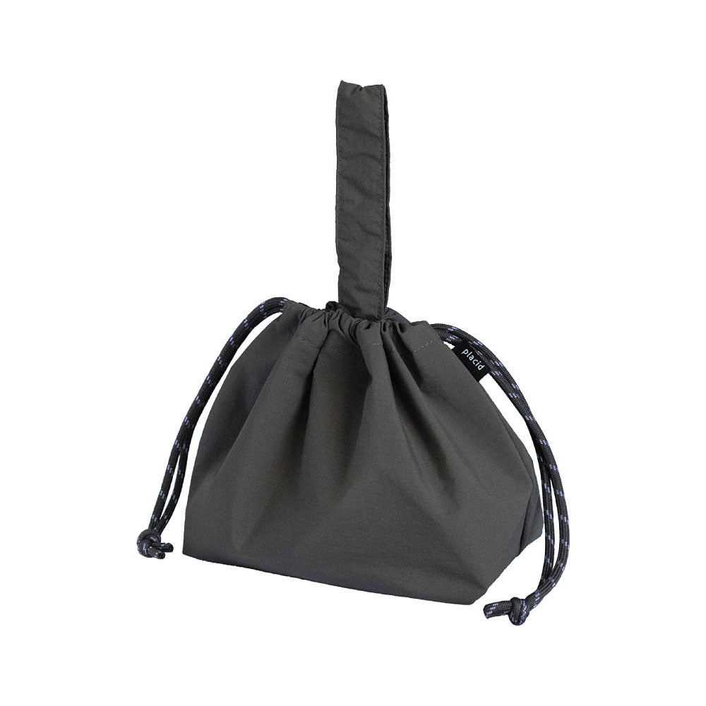PLACID プラシド 保冷巾着袋｜ランチバッグ コンパクト シンプル お弁当袋 ピクニック 行楽 保冷バッグ マイバッグ 小さめ くすみカラー 無地 大人 通勤 通学｜LEAFLETS