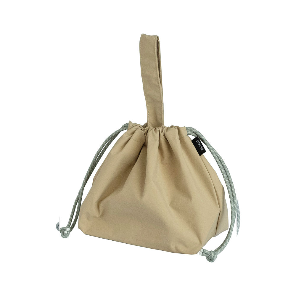 PLACID プラシド 保冷巾着袋｜ランチバッグ コンパクト シンプル お弁当袋 ピクニック 行楽 保冷バッグ マイバッグ 小さめ くすみカラー 無地 大人 通勤 通学｜LEAFLETS