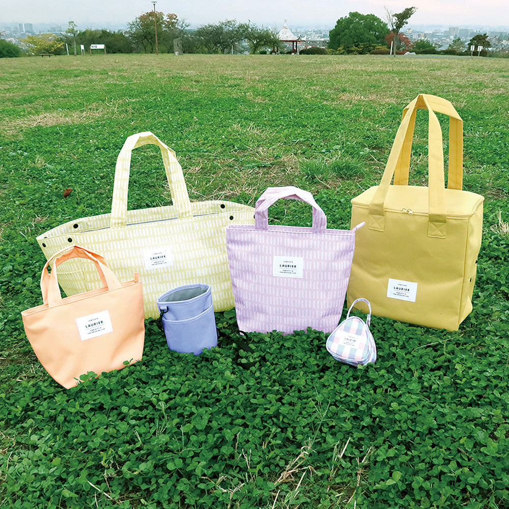 LAURIER ローリエ 保冷 保温 ランチトート・Lサイズ｜エコバッグ ランチバッグ コンパクト シンプル お弁当袋 ピクニック 行楽  保冷バッグ 保温バッグ マイバッグ 大きめ くすみカラー ブロックチェック柄 ストライプ