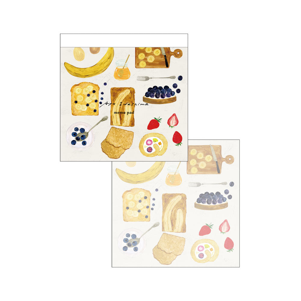 いわしまあゆ メモパッド｜メモ帳 おしゃれ かわいい シンプル フルーツ スイーツ パン 和菓子 お菓子 イラスト ケーキ フラワー カラフル 正方形 折り紙 ラッピング 総柄｜MATOKA マトカ