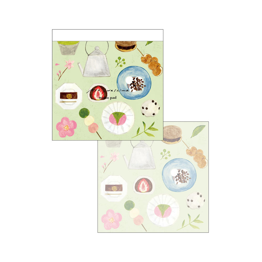いわしまあゆ メモパッド｜メモ帳 おしゃれ かわいい シンプル フルーツ スイーツ パン 和菓子 お菓子 イラスト ケーキ フラワー カラフル 正方形 折り紙 ラッピング 総柄｜MATOKA マトカ