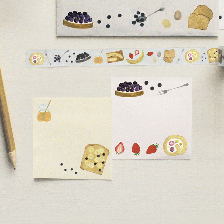 いわしまあゆ アソートふせん｜付箋 メモ アソート おしゃれ かわいい シンプル フルーツ スイーツ パン 和菓子 お菓子 イラスト ケーキ フラワー 総柄 付箋紙 ふせん紙｜MATOKA マトカ