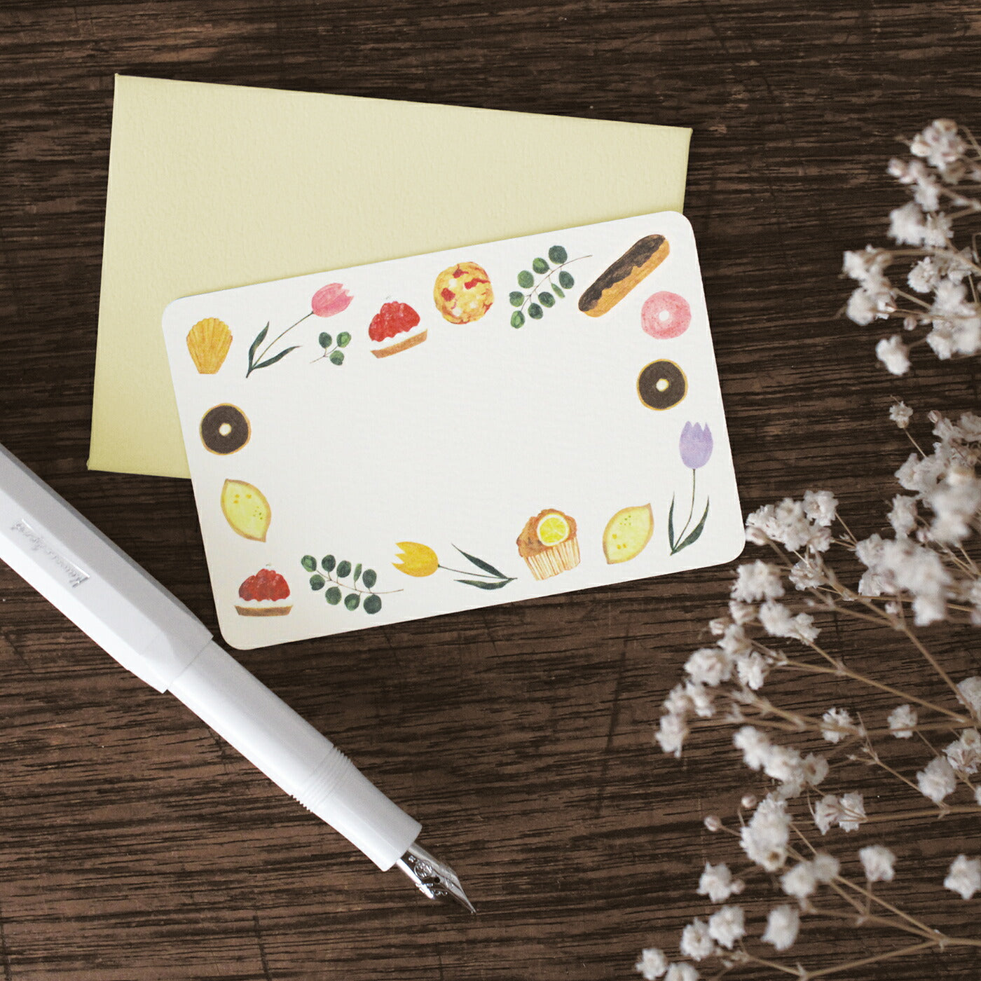 いわしまあゆ ミニカードセット｜ミニカード メモ メッセージ メッセージカード お祝い 封筒 ギフト おしゃれ かわいい シンプル フルーツ スイーツ パン 和菓子 お菓子 イラスト ケーキ フラワー｜MATOKA マトカ